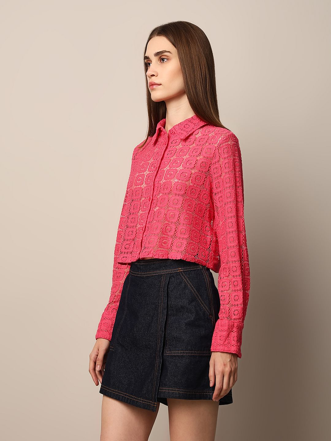Pink Crochet Shirt