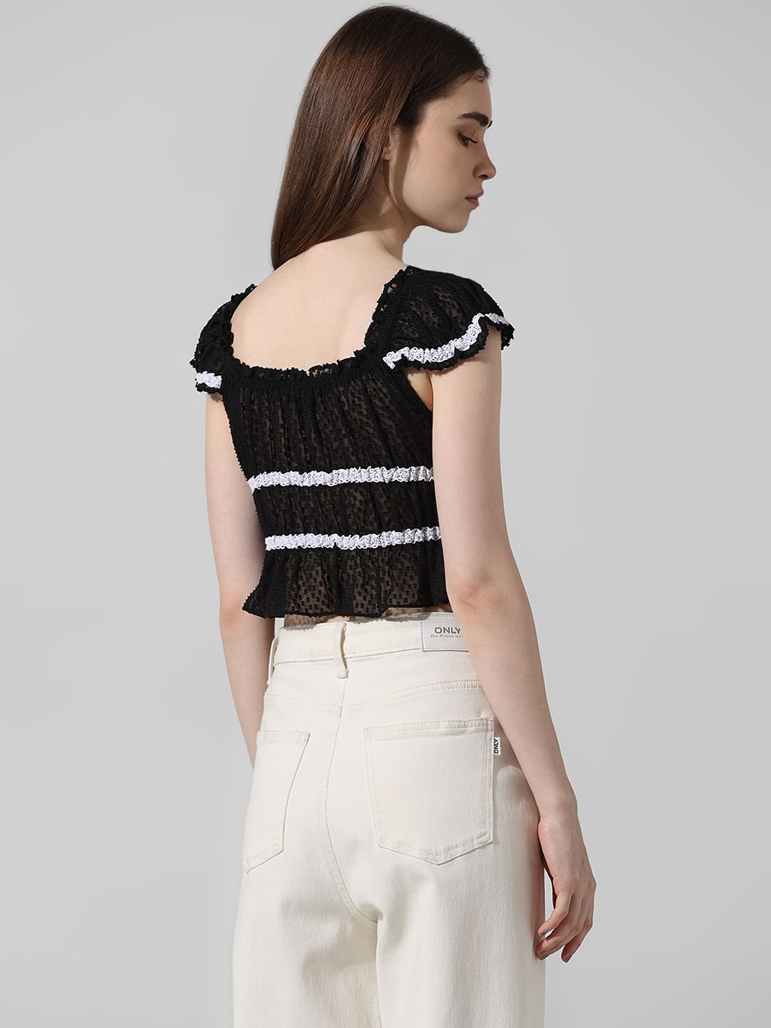 Black Textured Crop Top