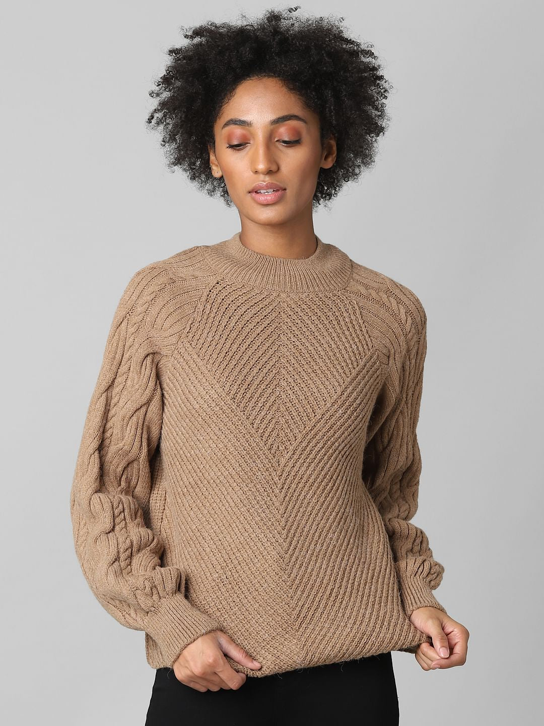 Light Brown High Neck Pullover