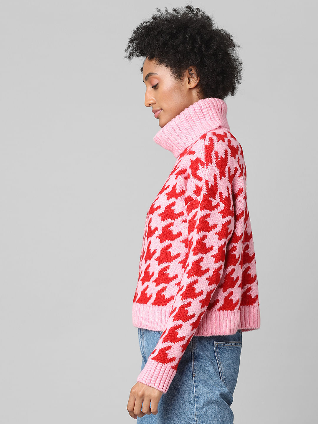 Pink Jacquard Knit Pullover