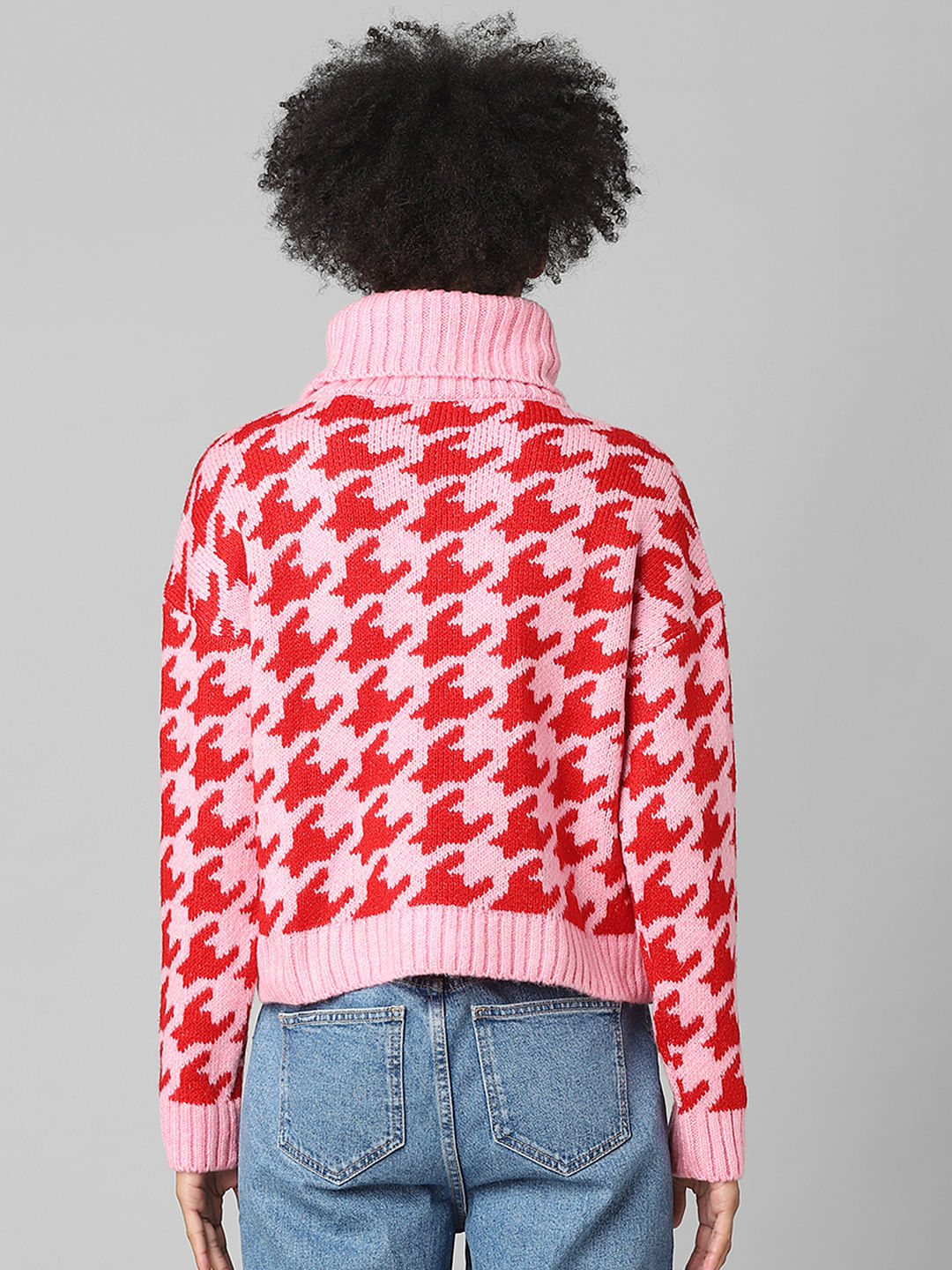 Pink Jacquard Knit Pullover