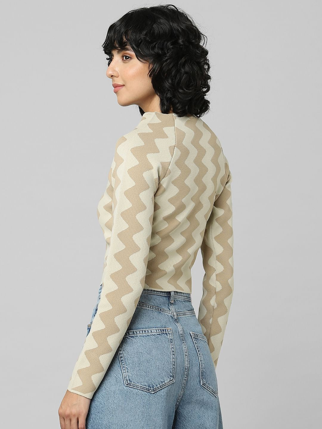 Brown Printed Pullover