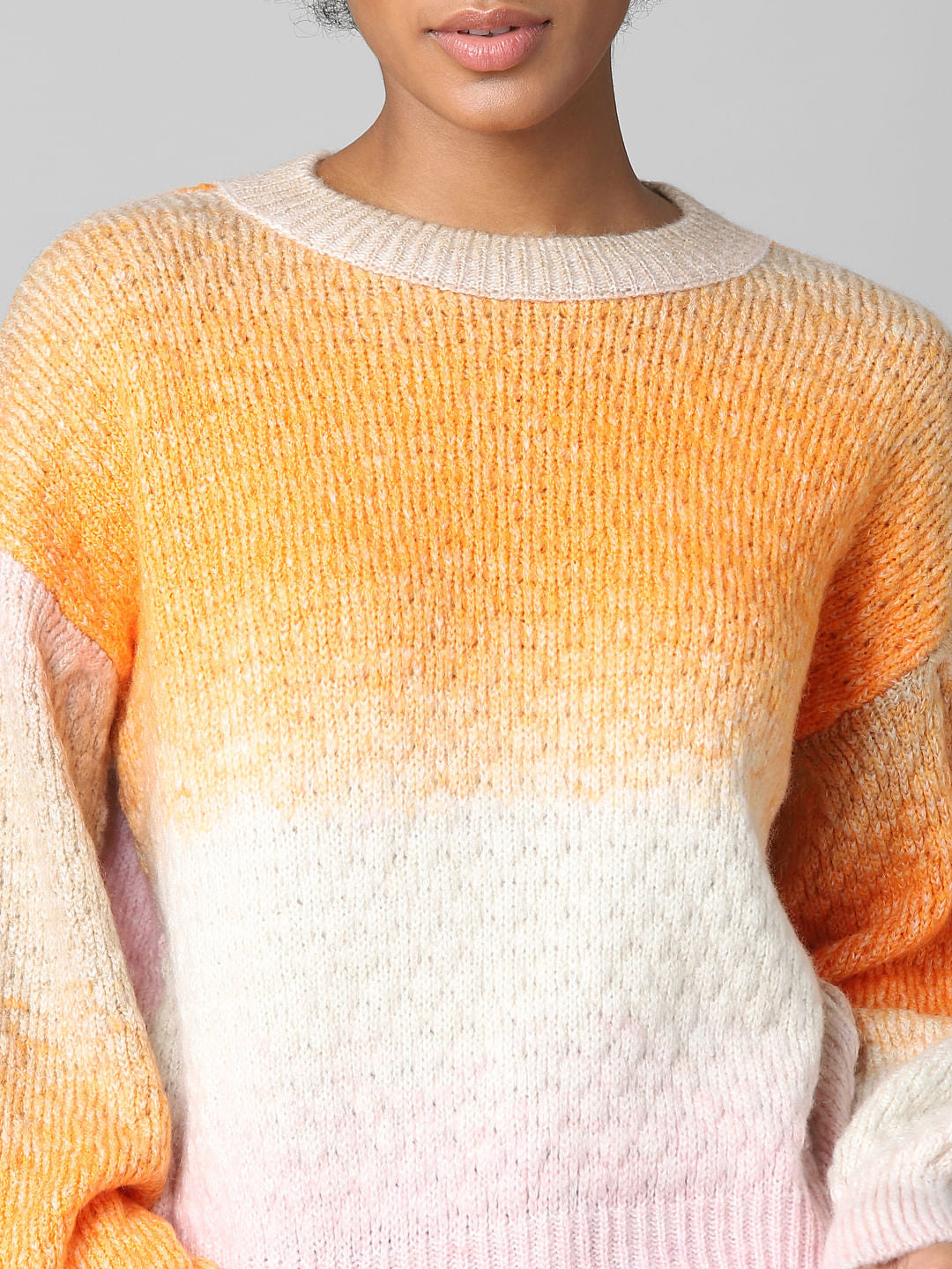 Beige Chunky Colourblocked Pullover