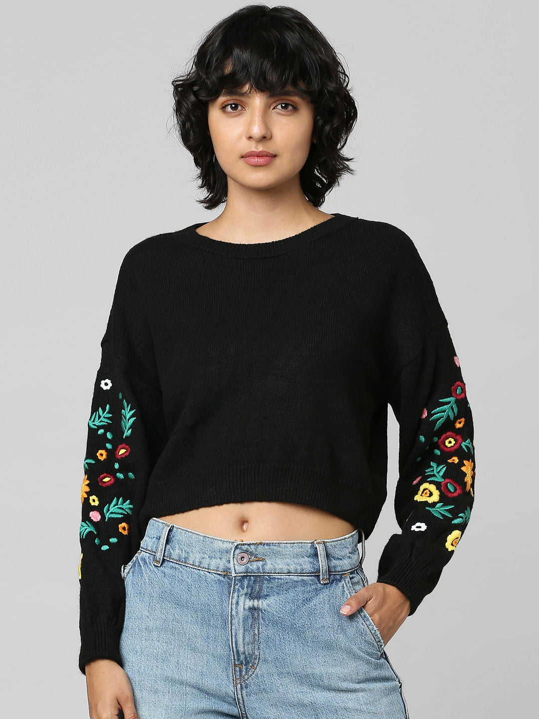 Black Embroidered Pullover