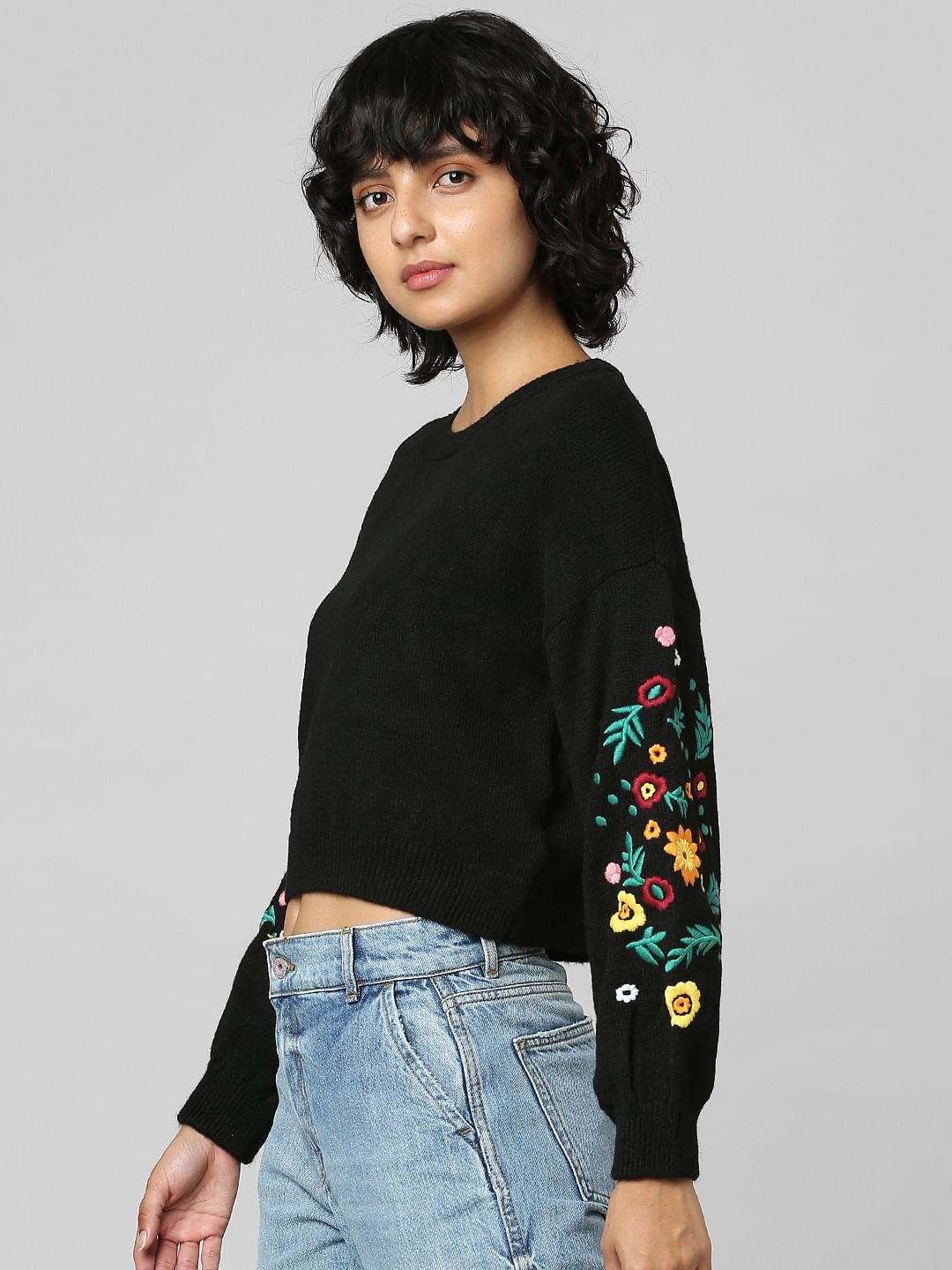 Black Embroidered Pullover