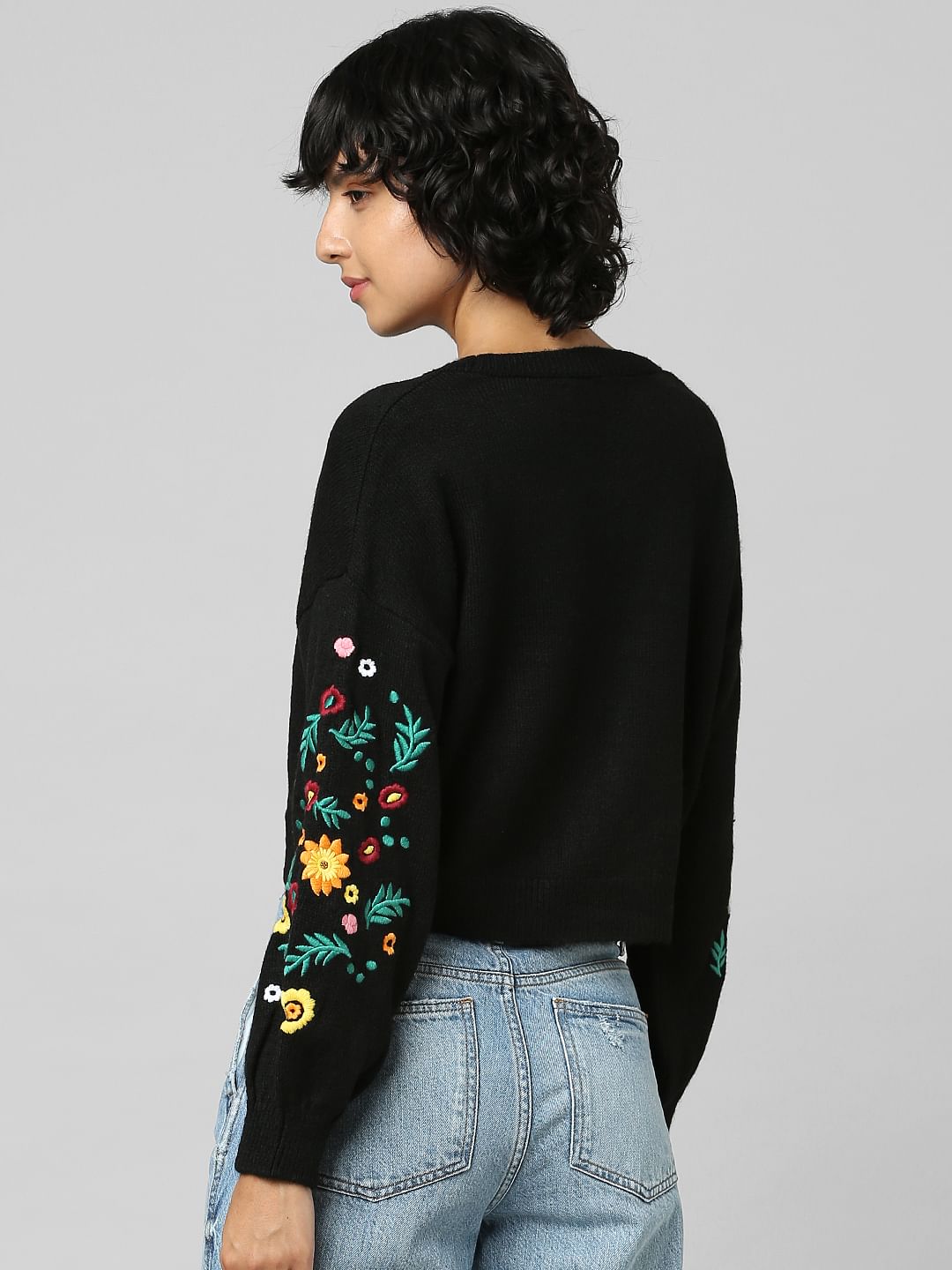 Black Embroidered Pullover