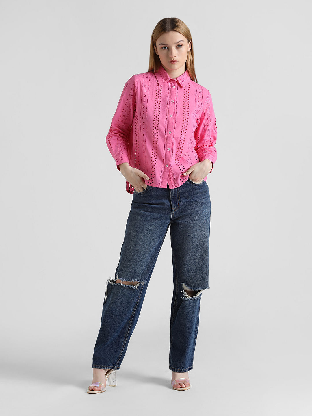 Pink Schiffli Detail Shirt