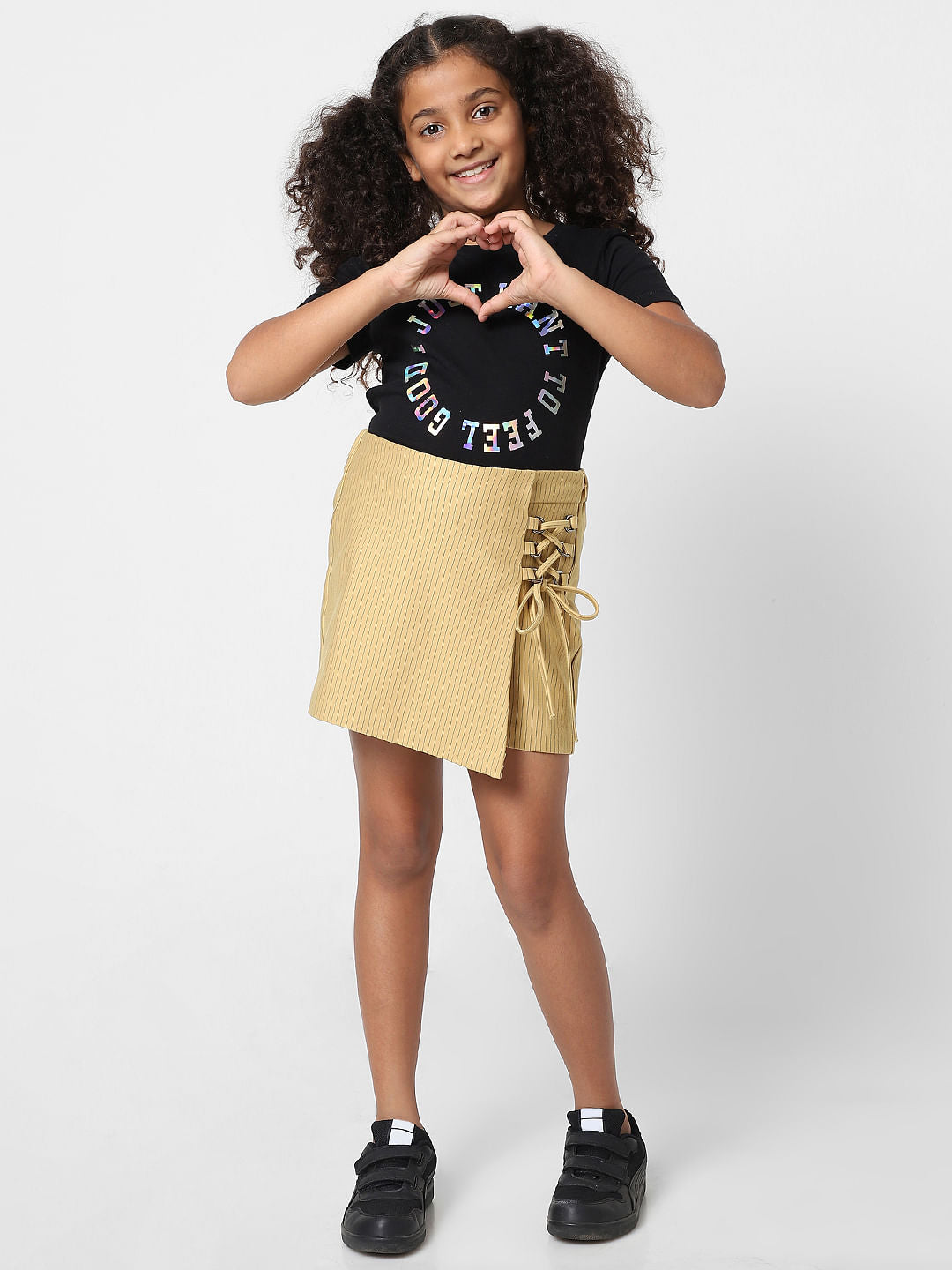 Girls Yellow Striped Skorts