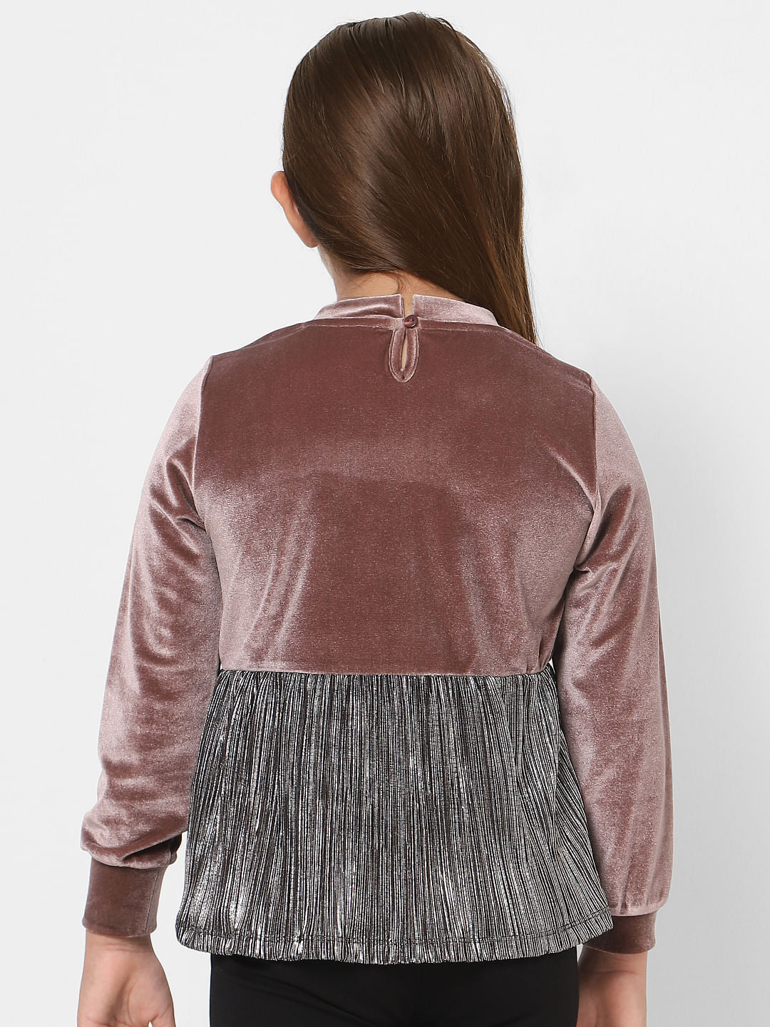 Pink Velvet Plisse Sweatshirt