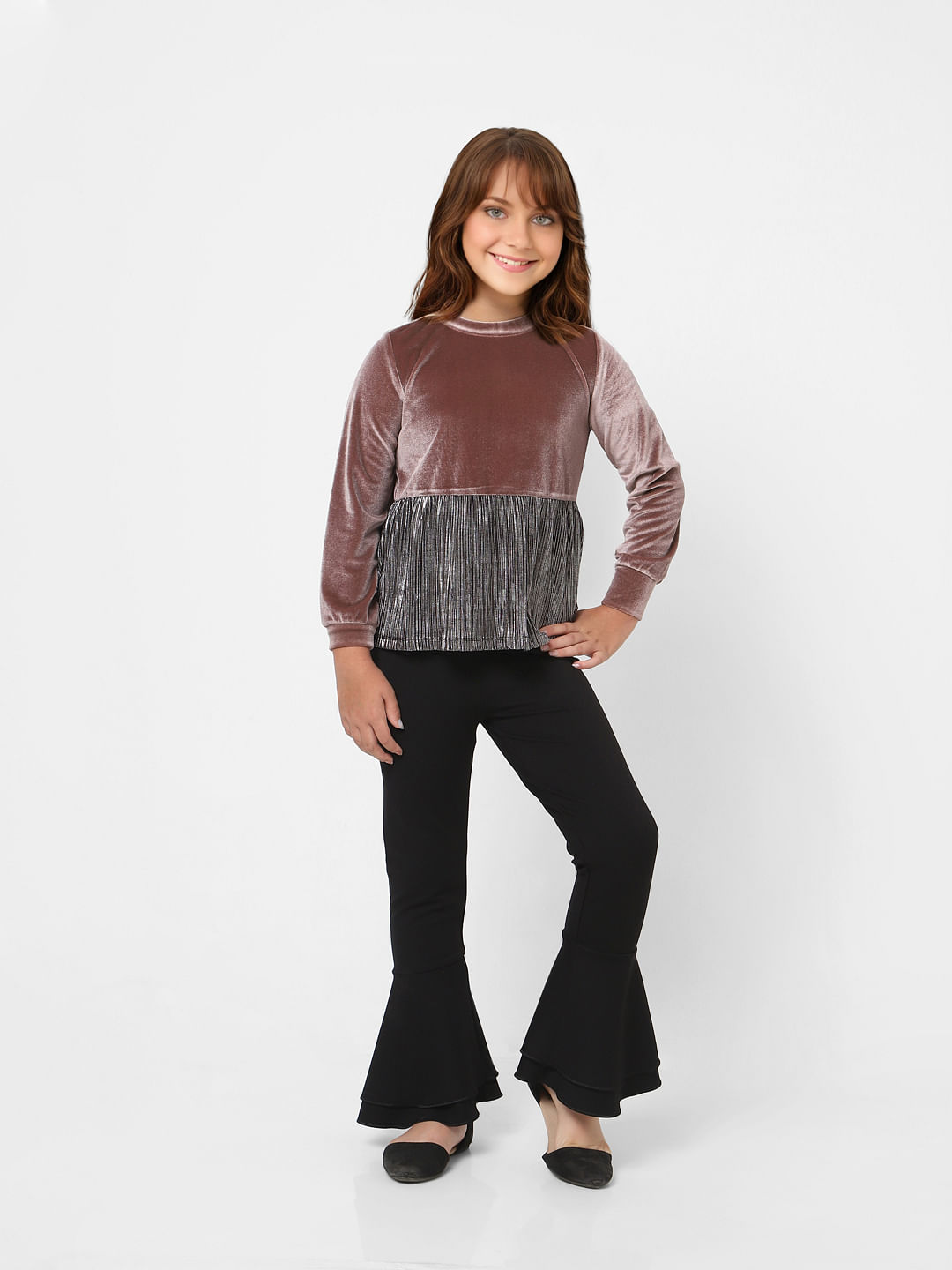 Pink Velvet Plisse Sweatshirt