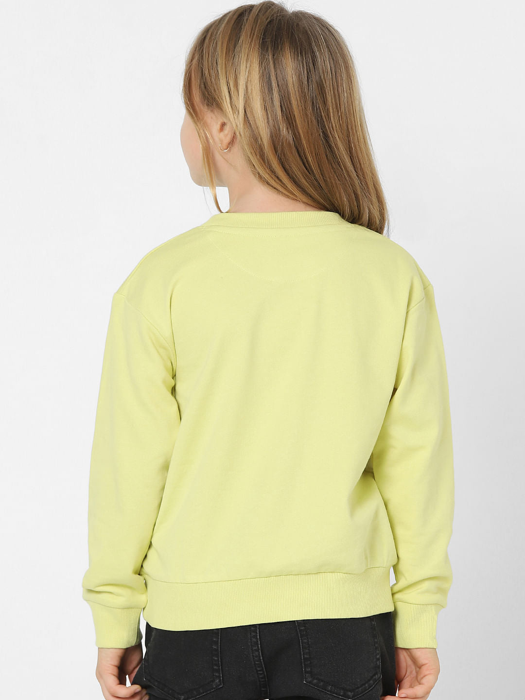 Girls Green Typographic Print Sweatshirt