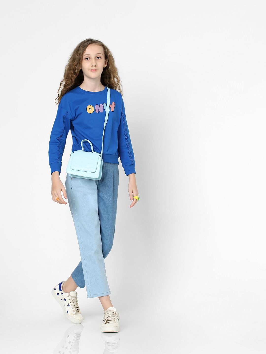 Blue Text Print Sweatshirt