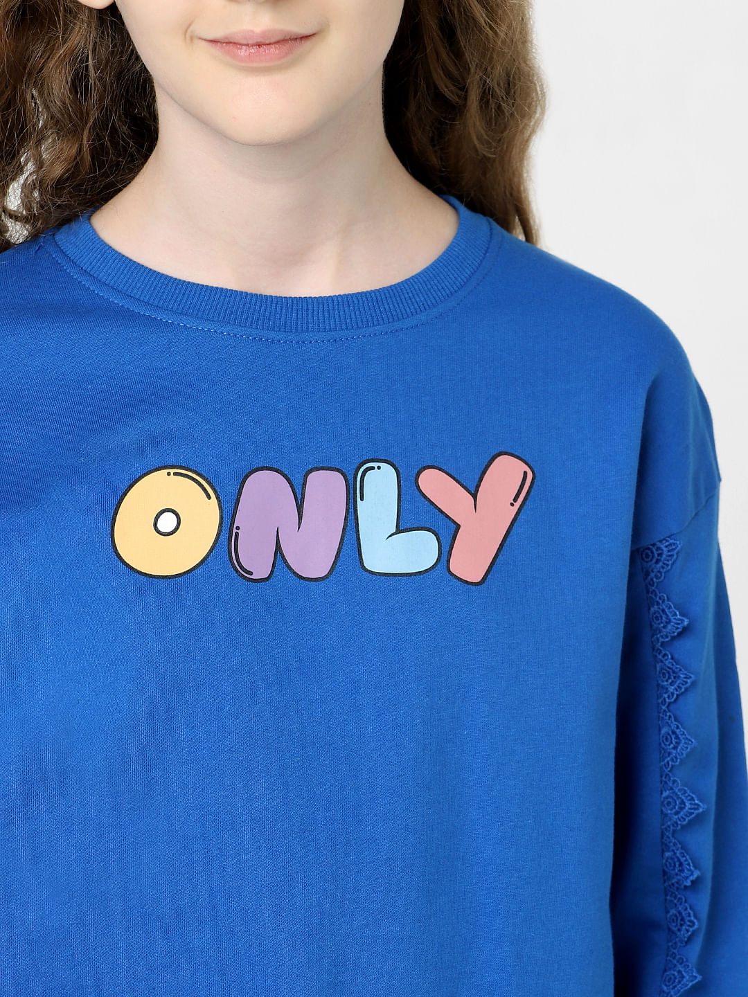 Blue Text Print Sweatshirt