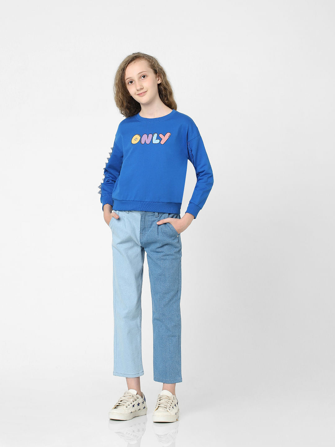 Blue Text Print Sweatshirt