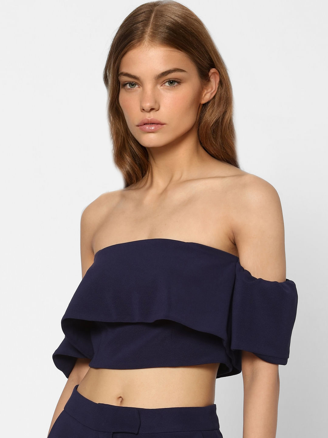 Blue Off Shoulder Co-Ord Top