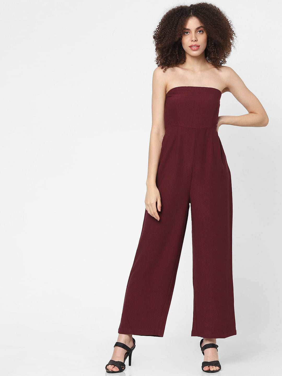 Maroon Off-Shoulder Jumpsuit