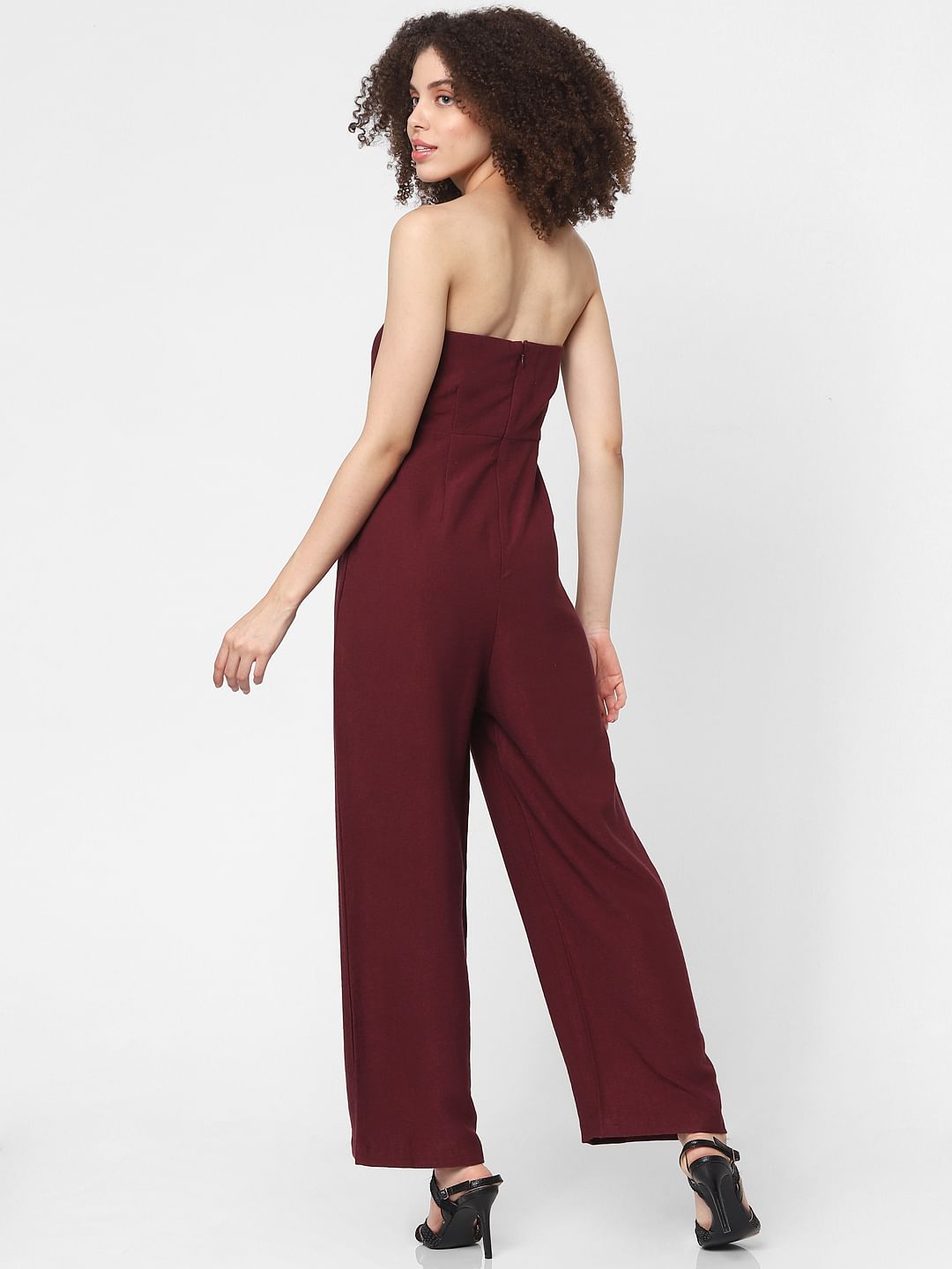 Maroon Off-Shoulder Jumpsuit