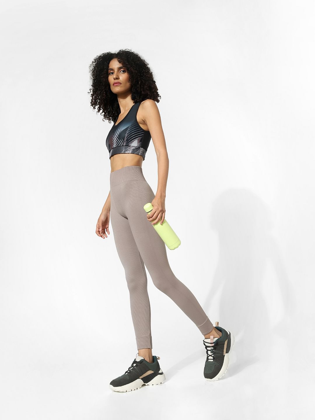 Brown High Rise Seamless Sports Tights