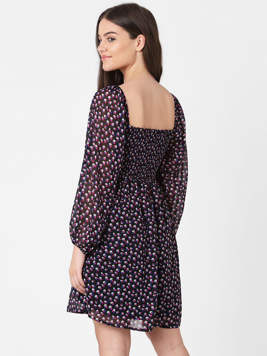 Blue Off Shoulder Printed Dress