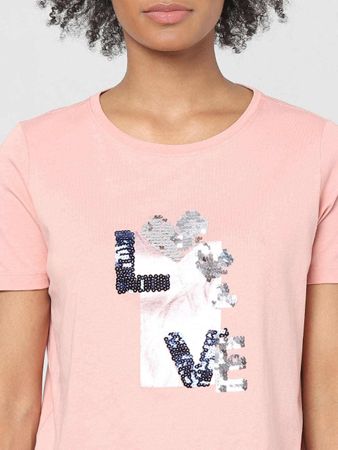 Pink Sequin Print T-Shirt