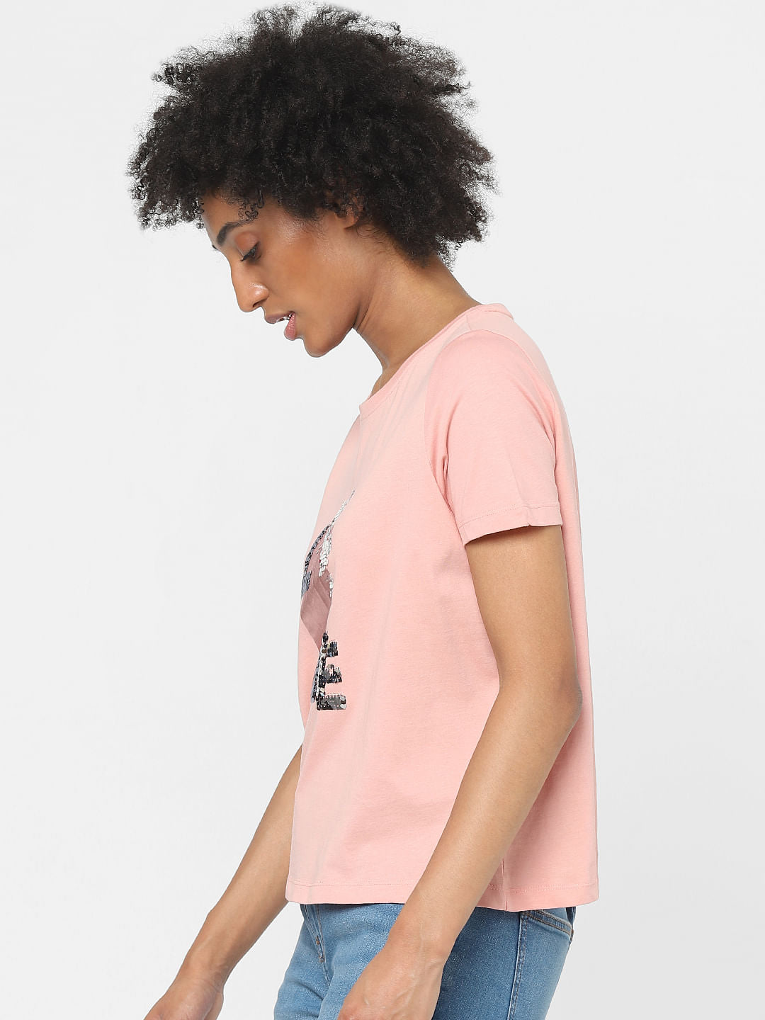 Pink Sequin Print T-Shirt