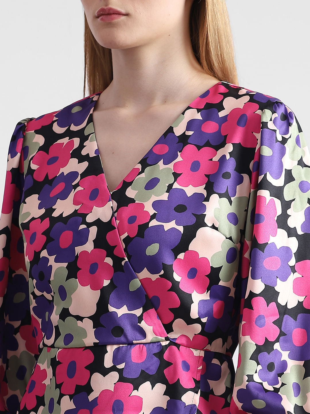 Purple Floral Print Mini Dress