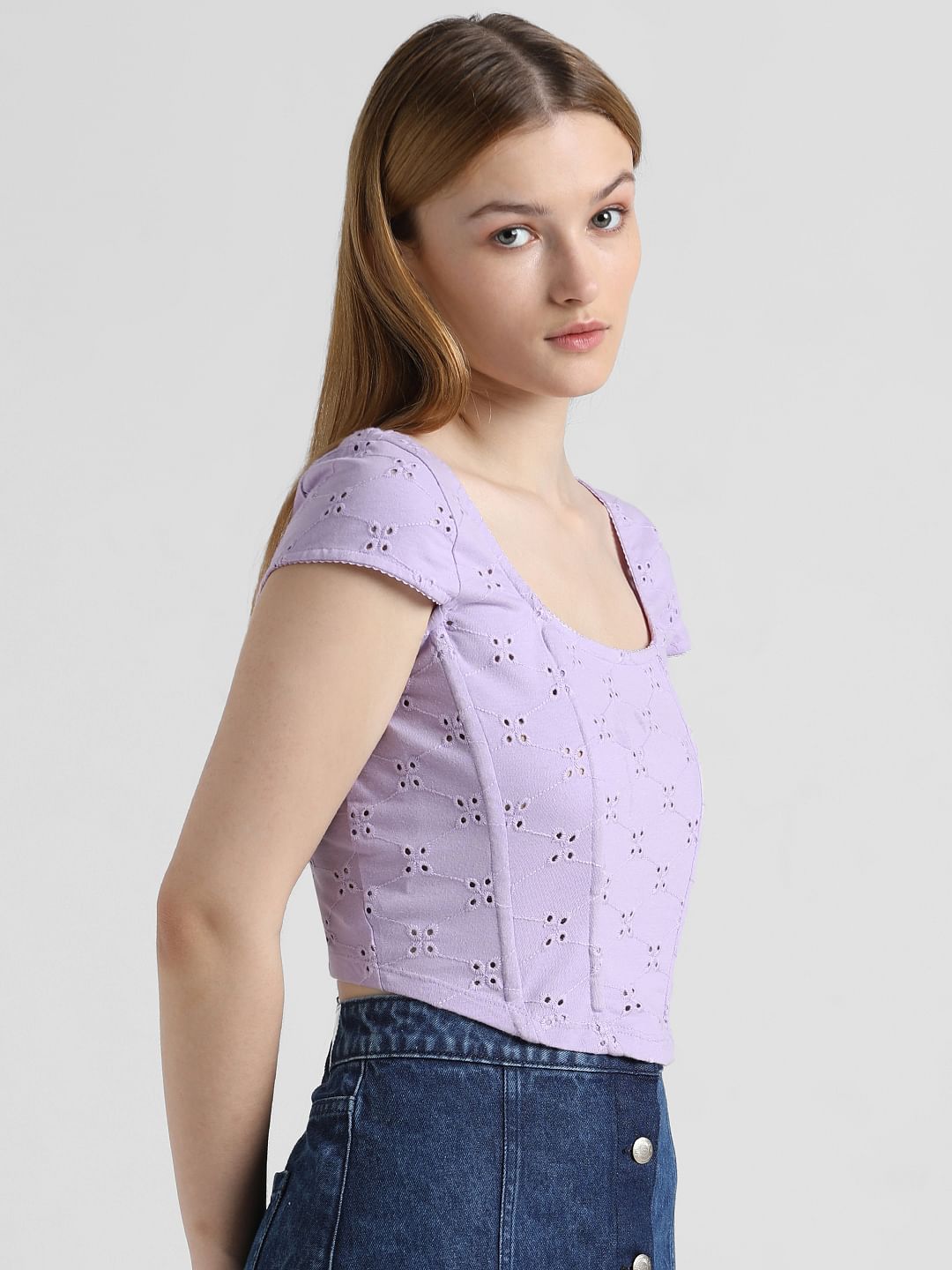 Purple Schiffli Corset Top