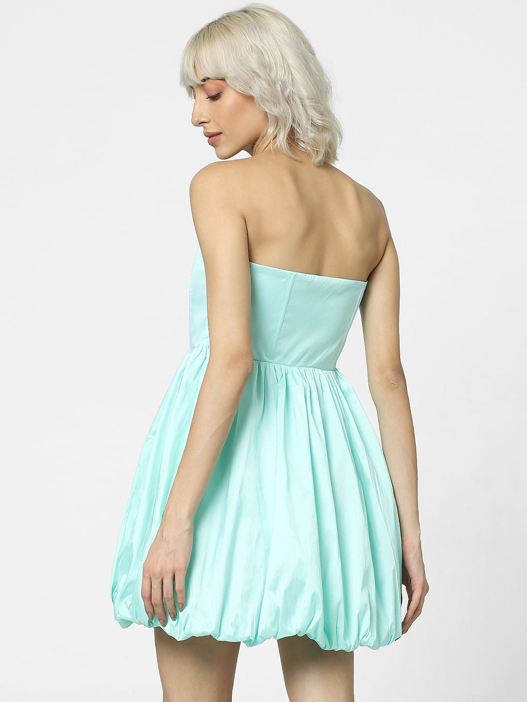 Green Balloon Off-Shoulder Dress