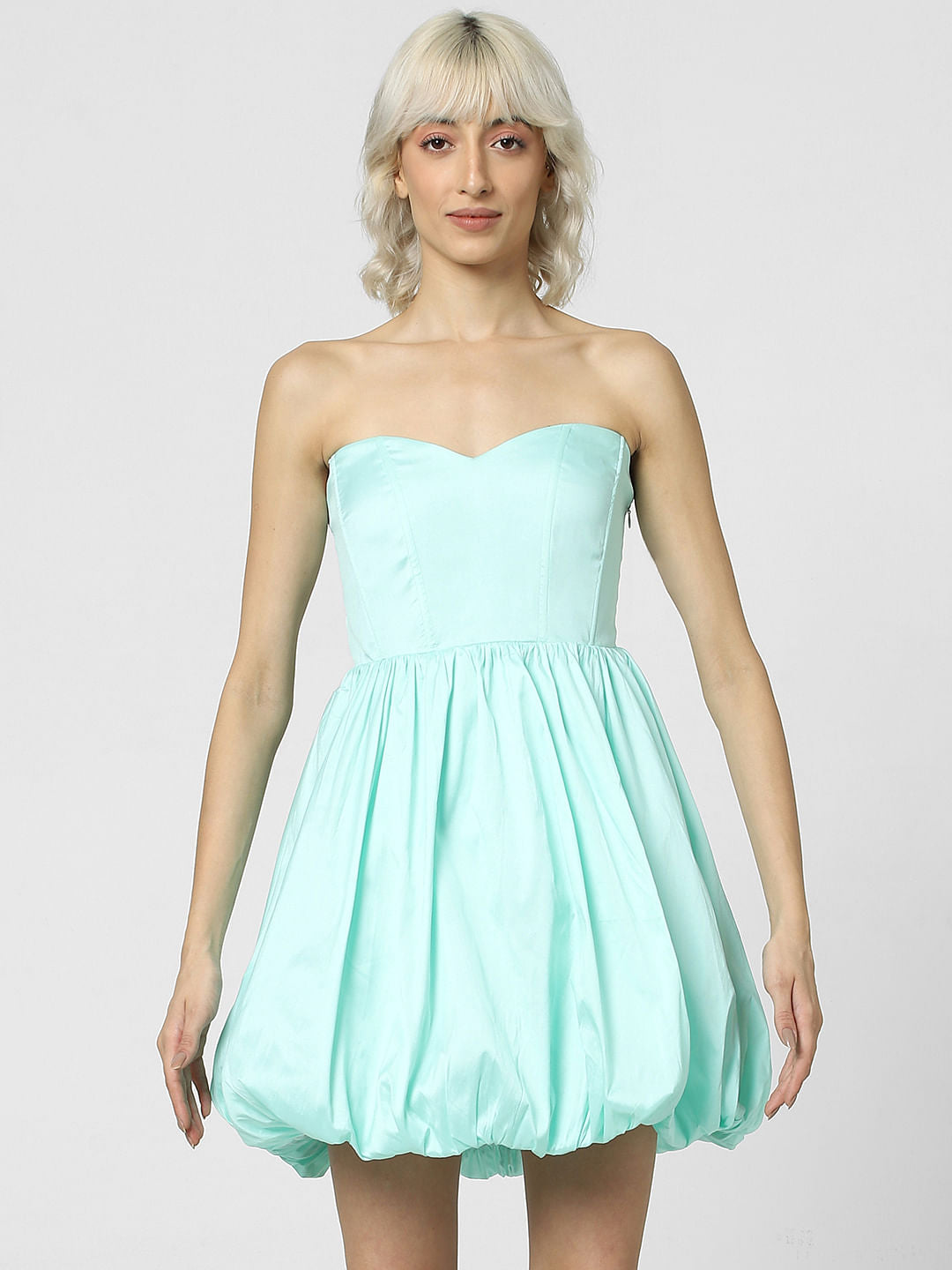 Green Balloon Off-Shoulder Dress