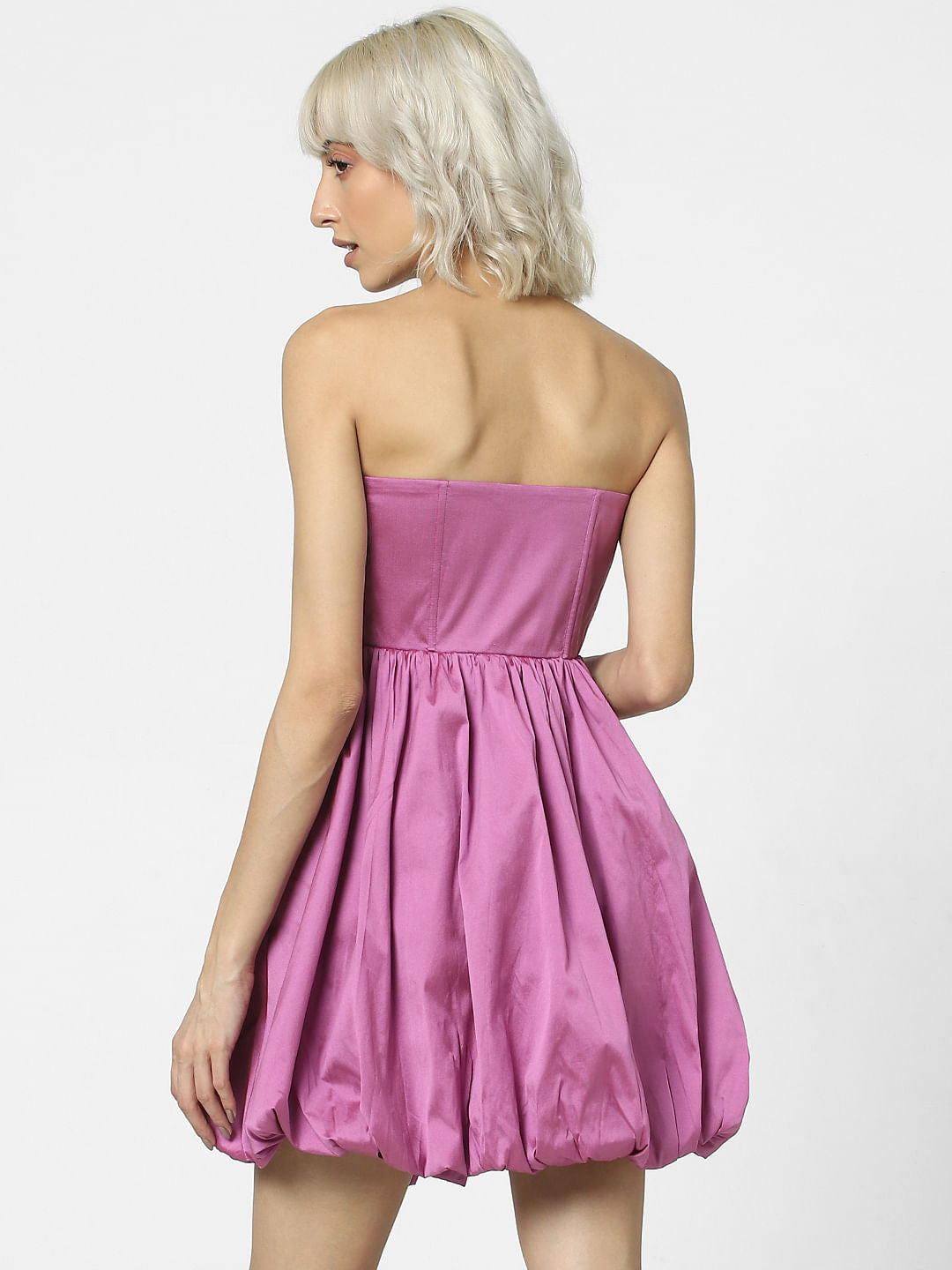 Purple Balloon Off-Shoulder Dress