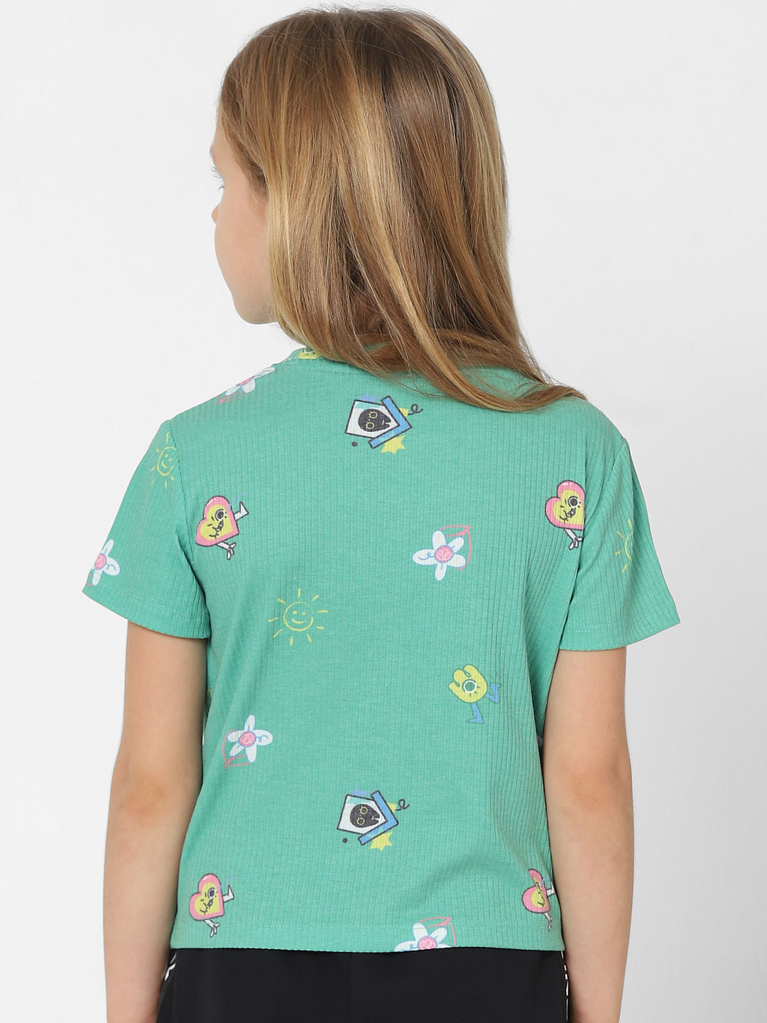 Green Graphic Print Ribbed T-Shirt