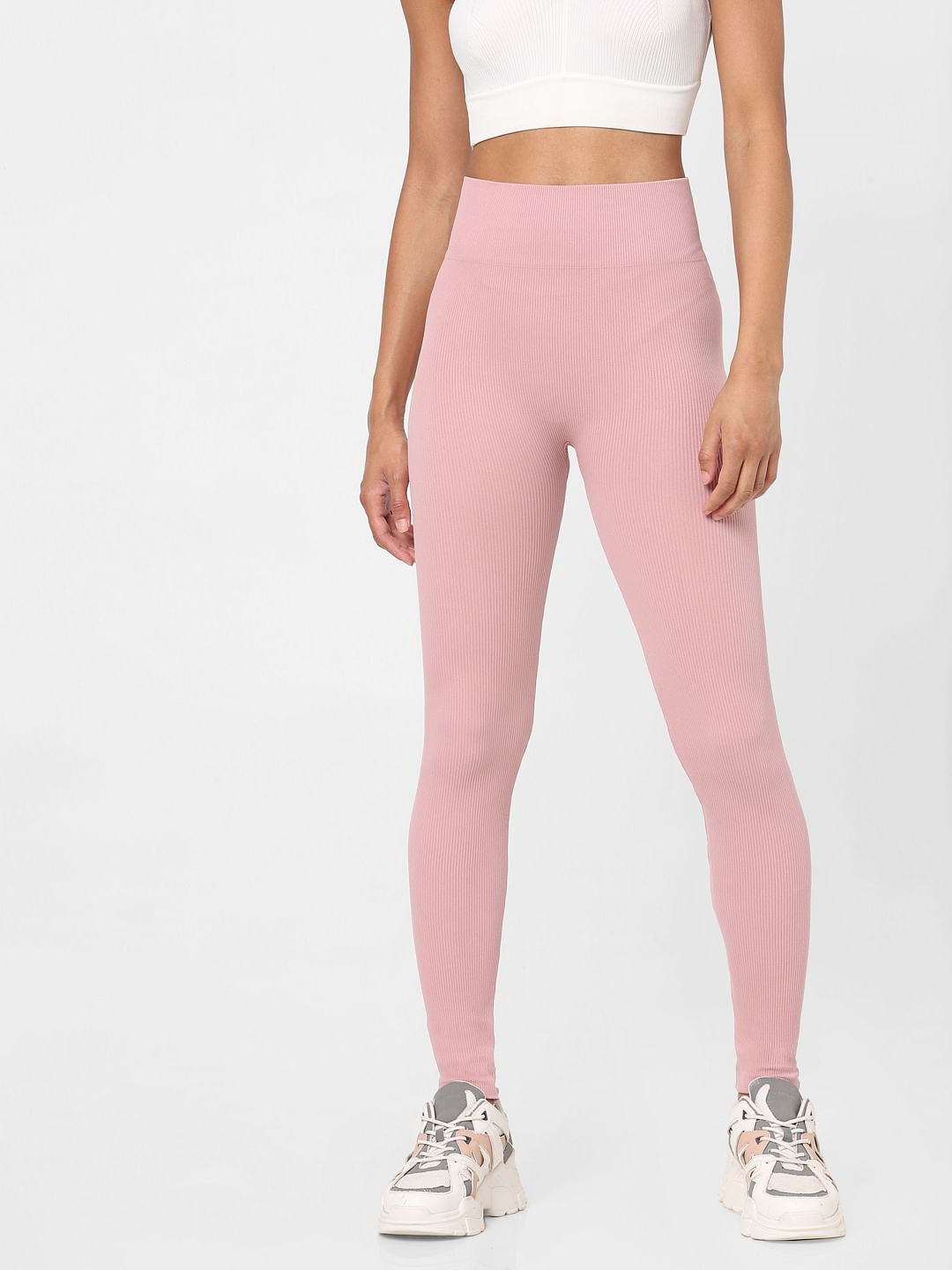 Pink Seamless Ribbed Leggings
