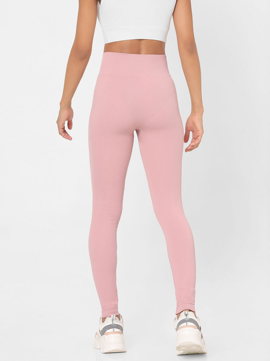 Pink Seamless Ribbed Leggings
