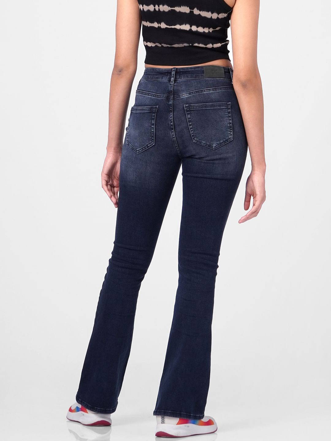Blue Mid Rise Flared Jeans