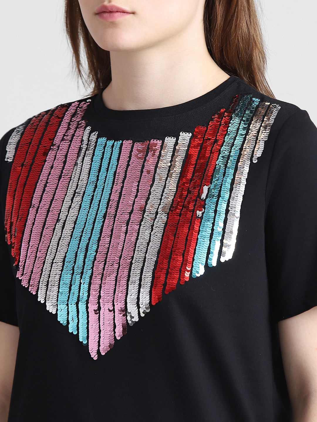 Black Sequinned T-Shirt