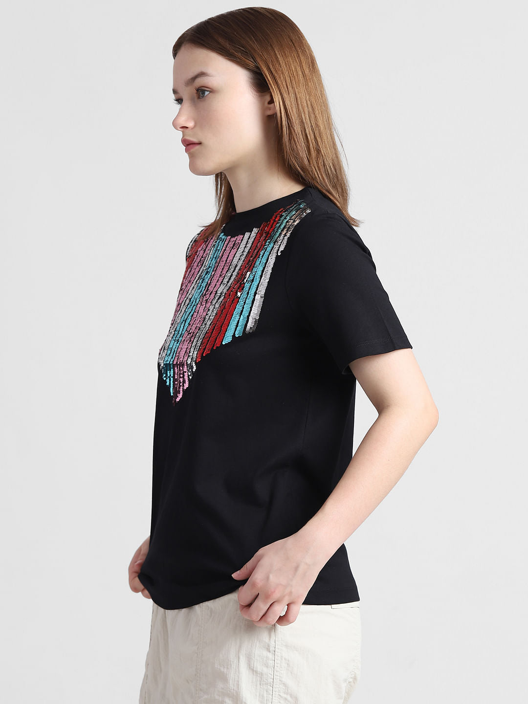 Black Sequinned T-Shirt