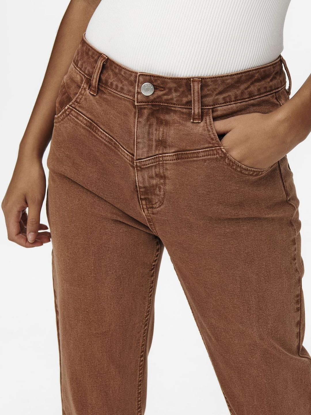 Brown High Rise Straight Jeans