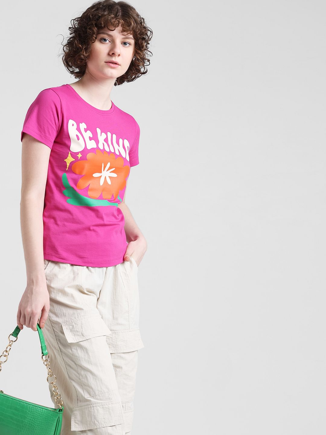 Pink Typographic Print T-Shirt