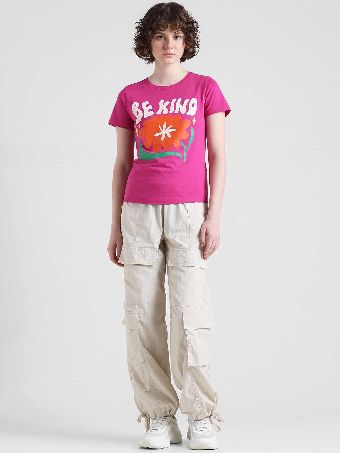 Pink Typographic Print T-Shirt