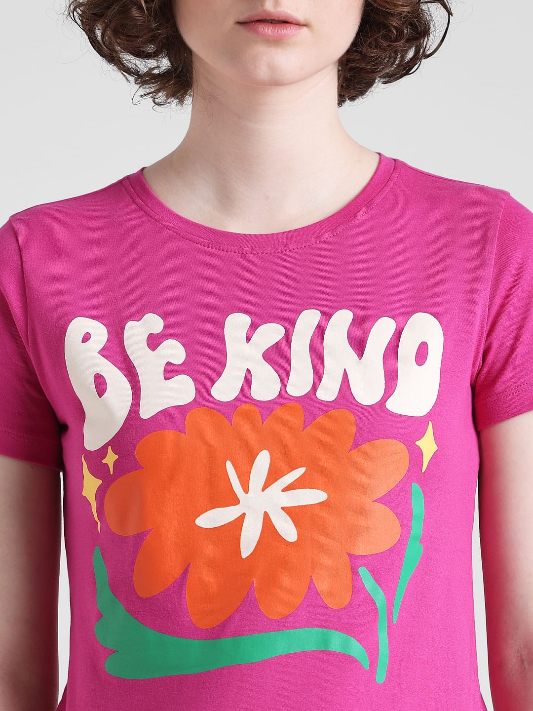 Pink Typographic Print T-Shirt