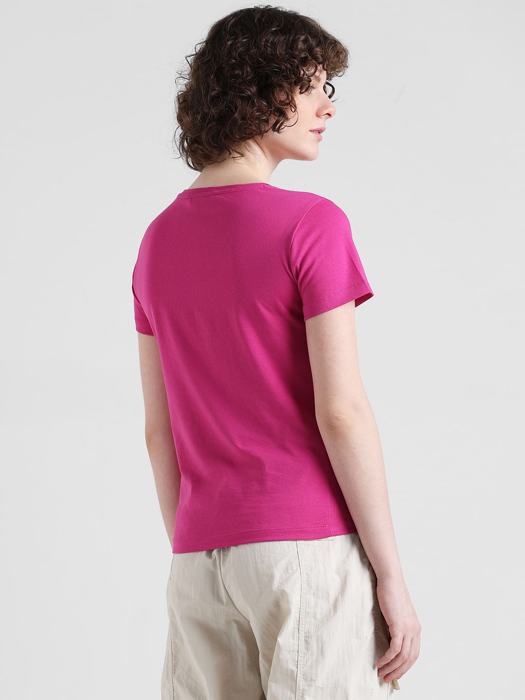 Pink Typographic Print T-Shirt