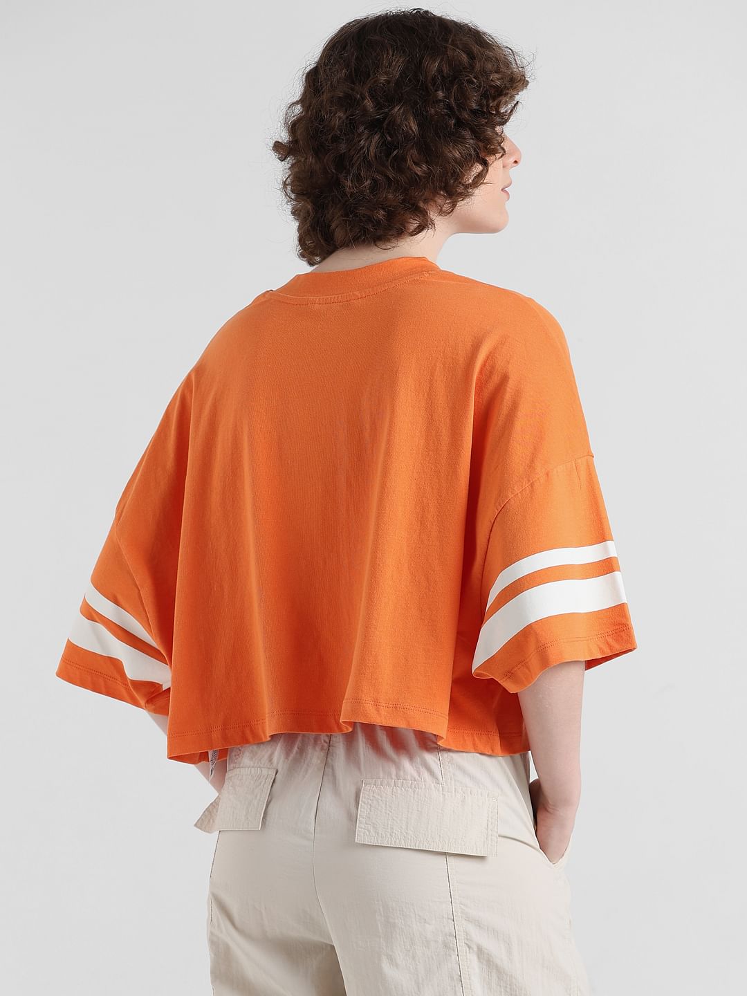 Orange Printed Oversized T-Shirt