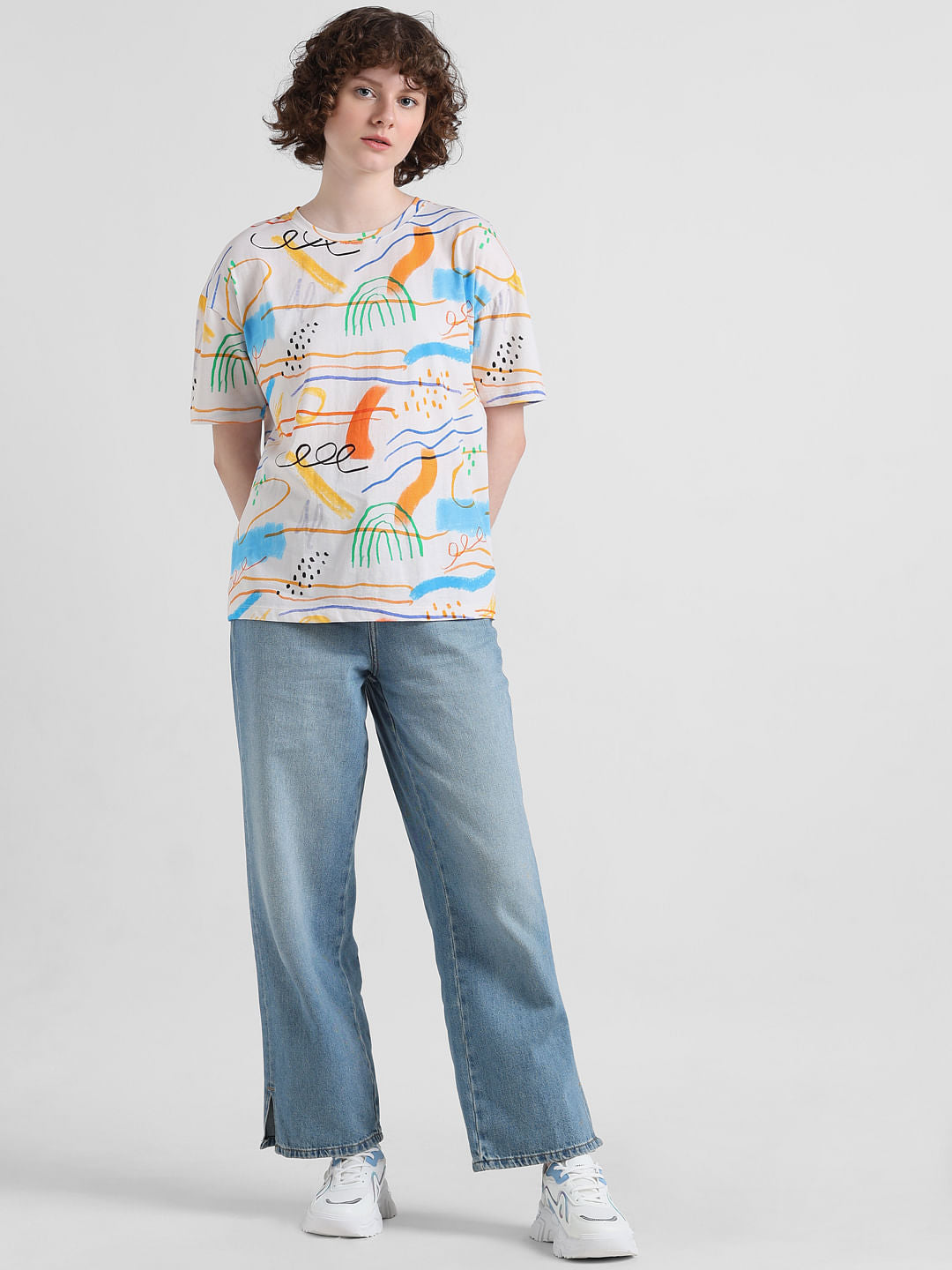 White Printed Cotton T-Shirt