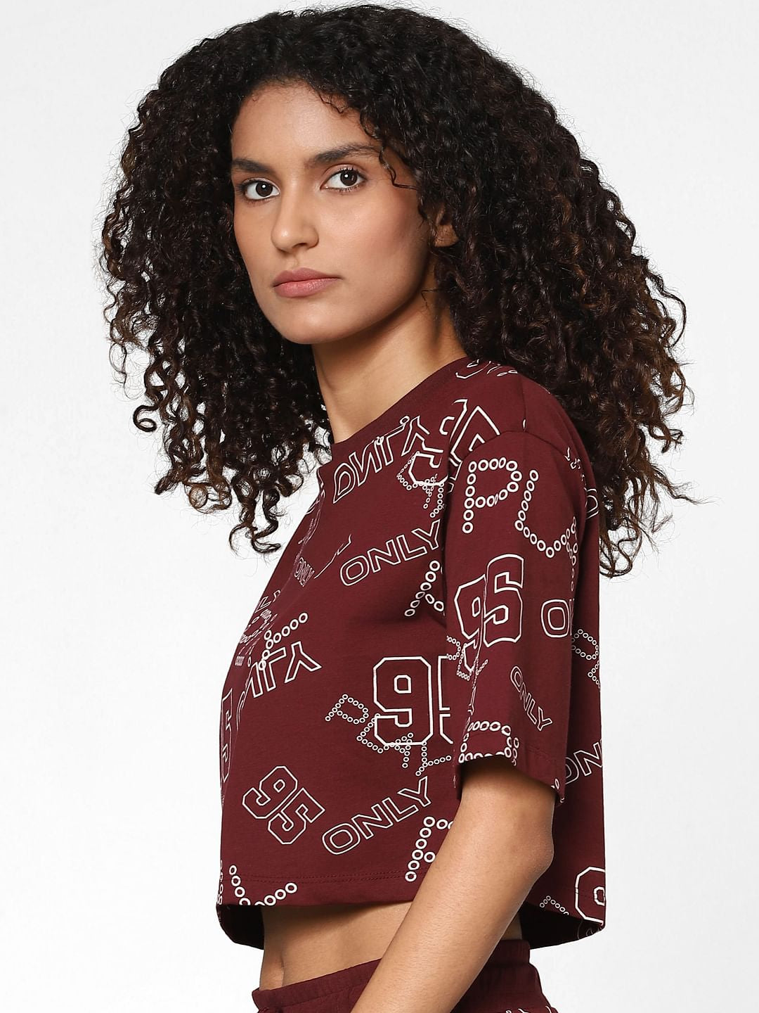 Maroon All Over Print Co-Ord Set T-Shirt