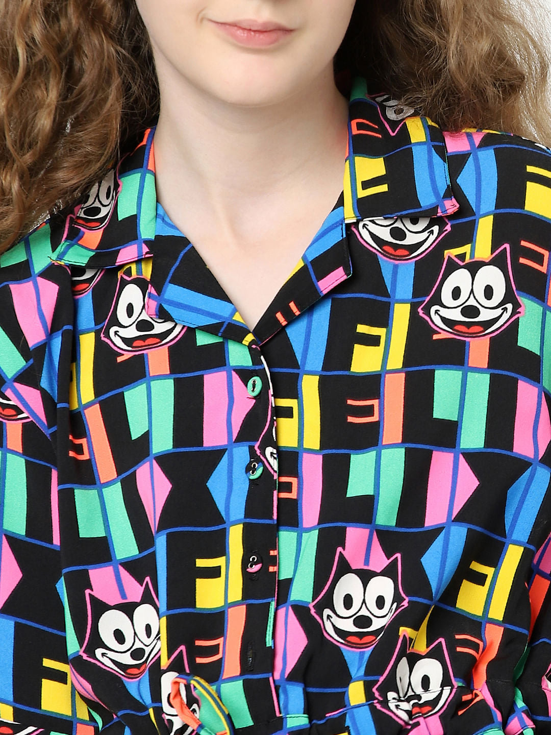 Kids Only X Felix Black All Over Print Playsuit