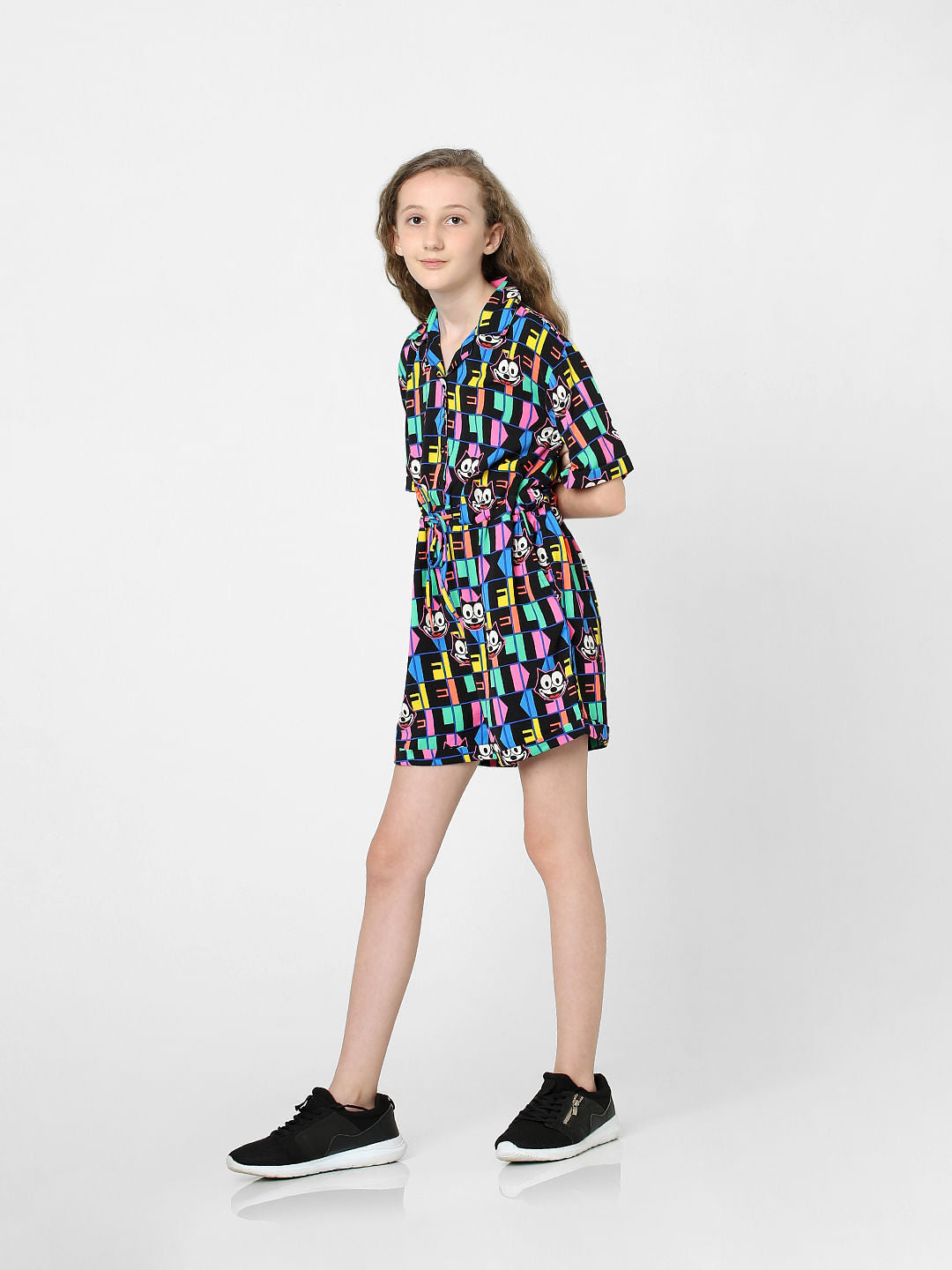 Kids Only X Felix Black All Over Print Playsuit