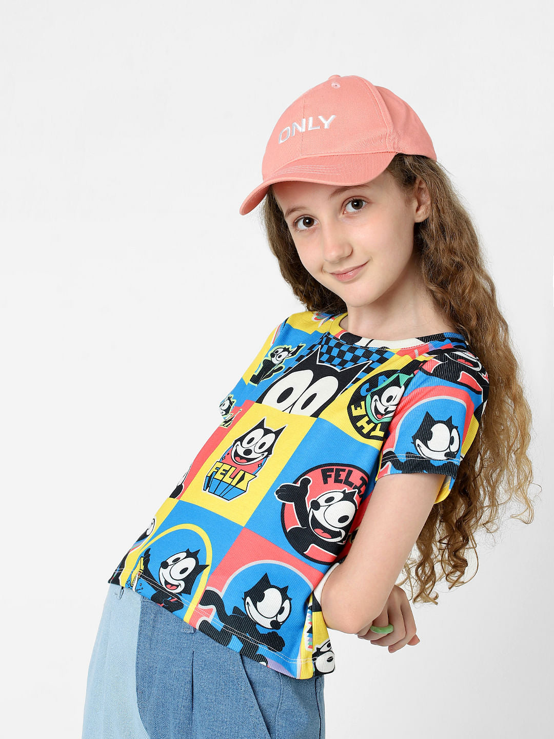 Kids Only X Felix Black Colourblocked Printed T-Shirt