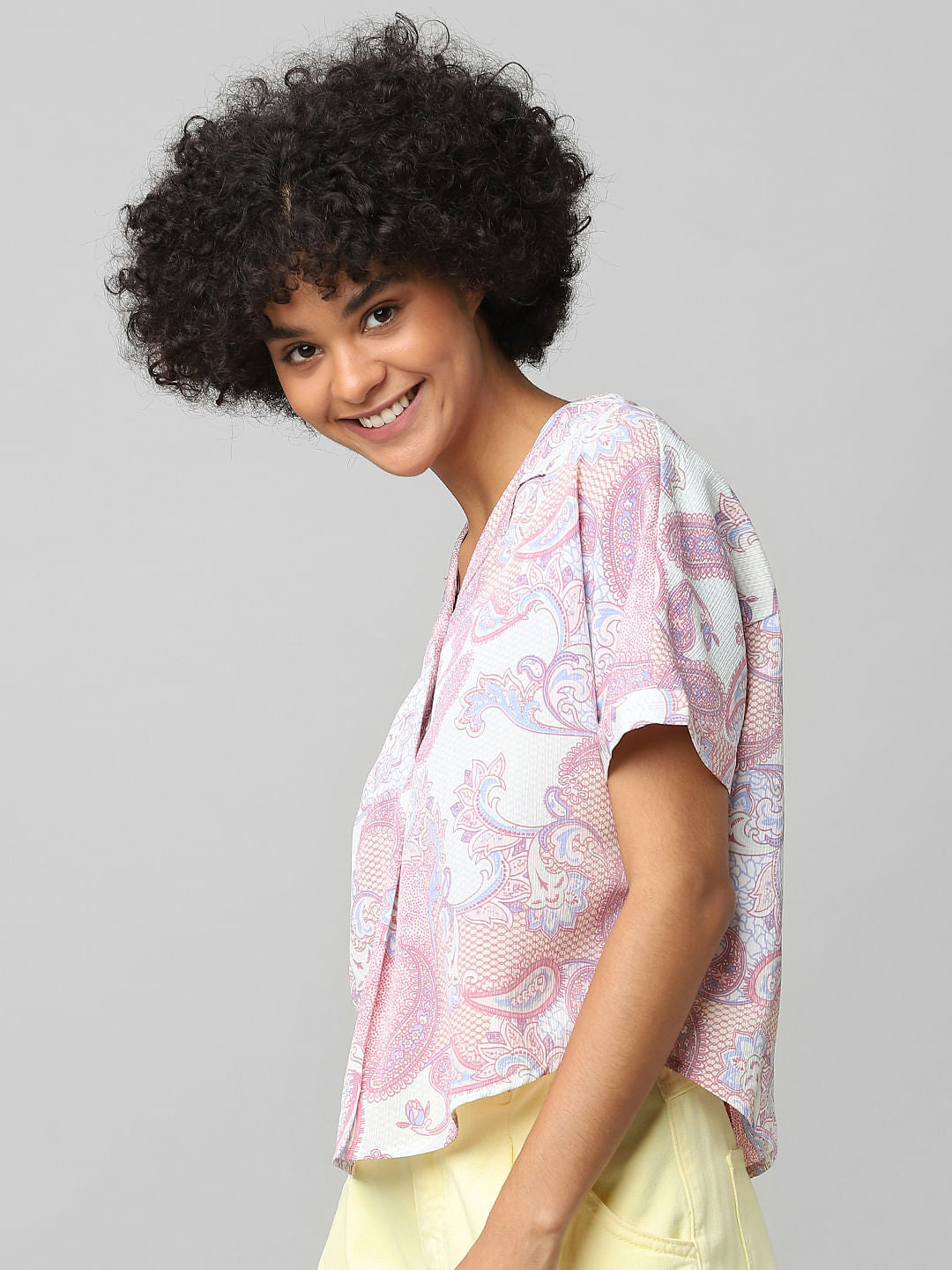 White Abstract Print Resort Shirt