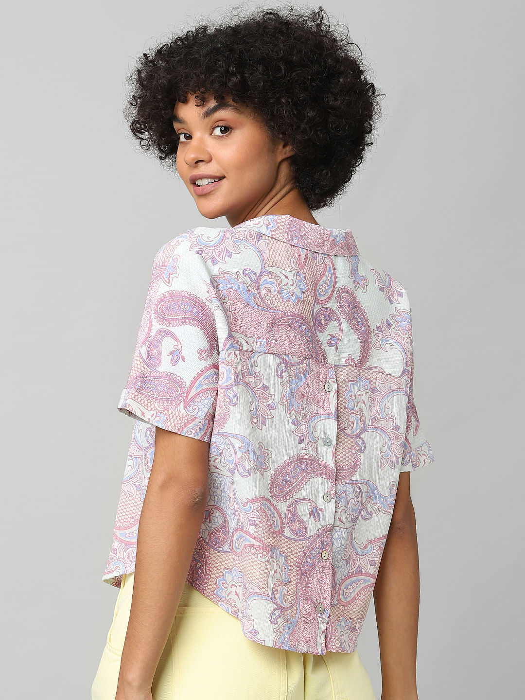 White Abstract Print Resort Shirt