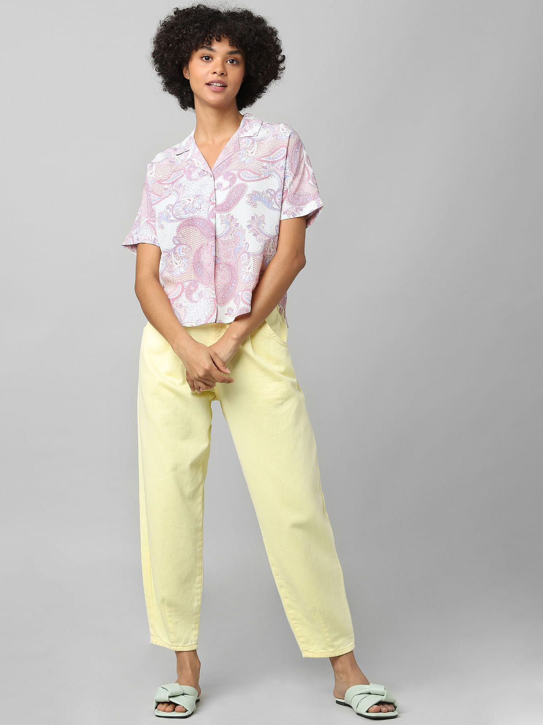 White Abstract Print Resort Shirt